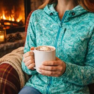 GoFit Activewear Hoodie Teal Swirl Print Full Zip Jacket Size S